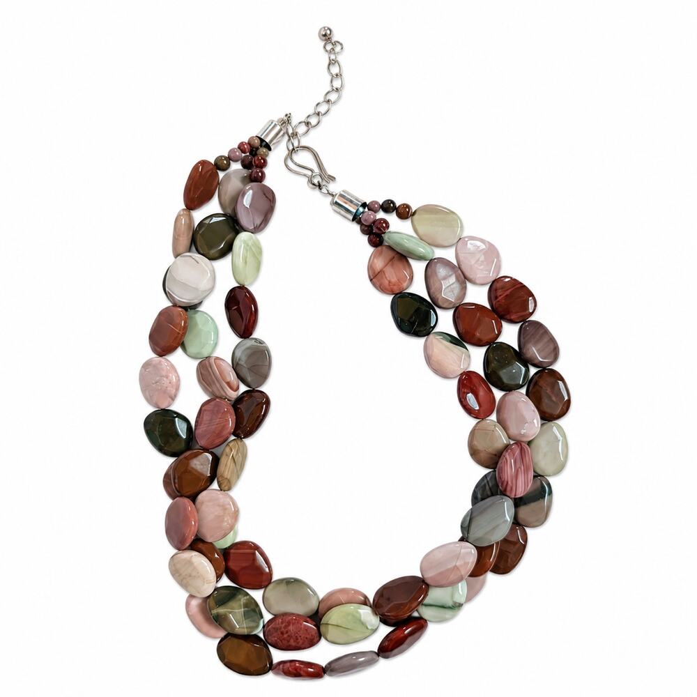 Jay King Multi-Color Jasper Statement Necklace 925 Sterling Silver 19.5"
